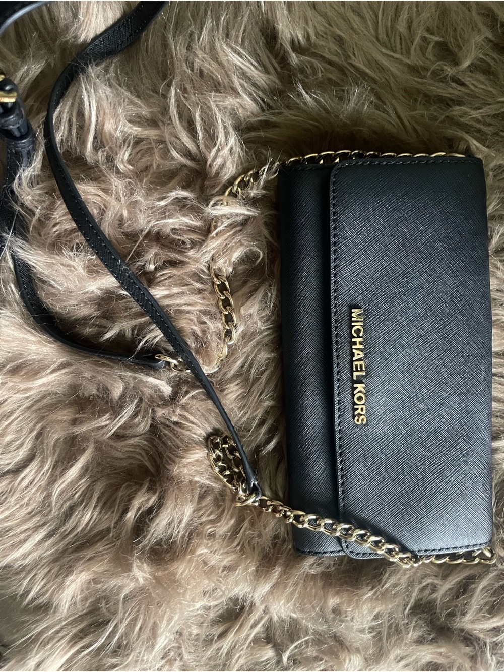 Black Saffiano Leather Crossbody Bag